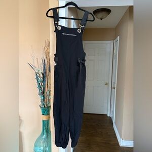 Black Women’s Denim Overalls - Casual Utility Jumpsuit